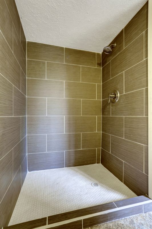 Square Shower with Geometric Tiles